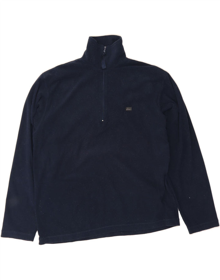 ASICS Mens Zip Neck Pullover Tracksuit Top Small Navy Blue Polyester Vintage Asics and Second-Hand Asics from Messina Hembry 