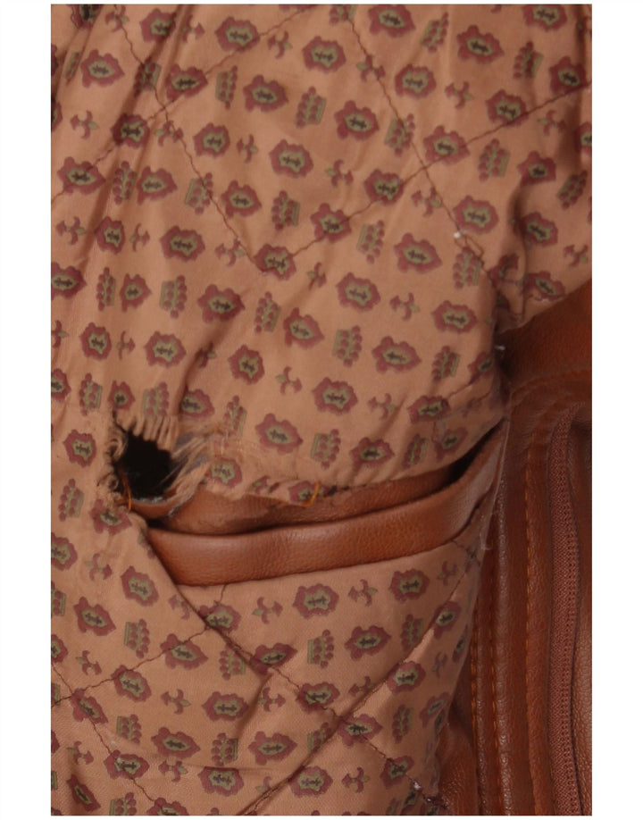 Винтажная мужская кожаная куртка UK 38 среднего коричневого цвета