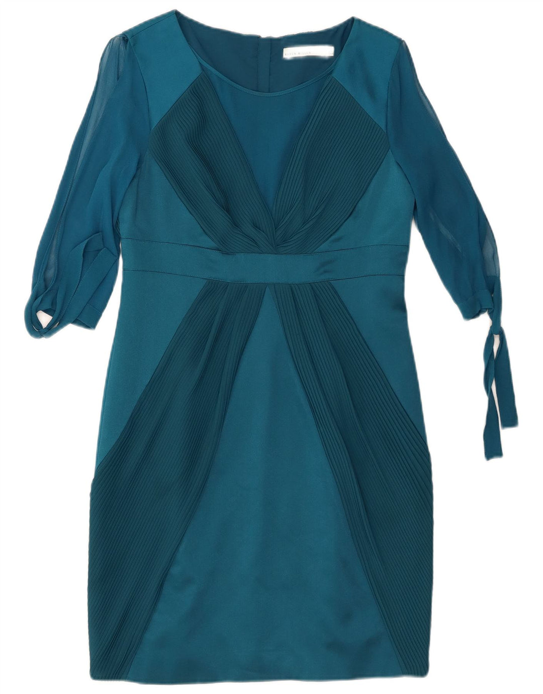 Женское платье прямого кроя с рукавом 3/4 Karen Millen, Великобритания 12, средний синий шелк