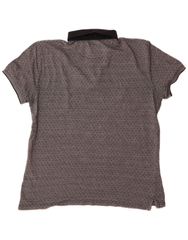 Massimo Dutti Mens Casual Fit Polo Shirt XL Grey Spotted Cotton