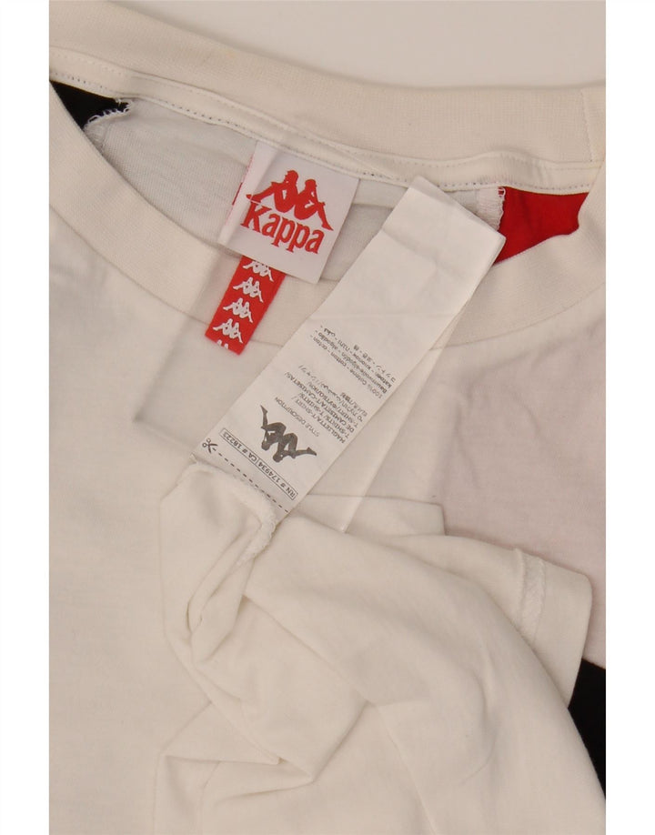 KAPPA Mens Graphic T-Shirt Top Medium White Colourblock Cotton Vintage Kappa and Second-Hand Kappa from Messina Hembry 