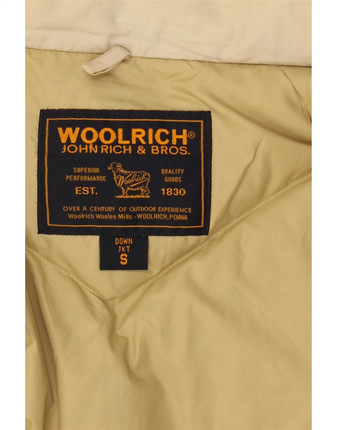 Мужское стеганое пальто с капюшоном Woolrich UK 36, маленькое бежевое