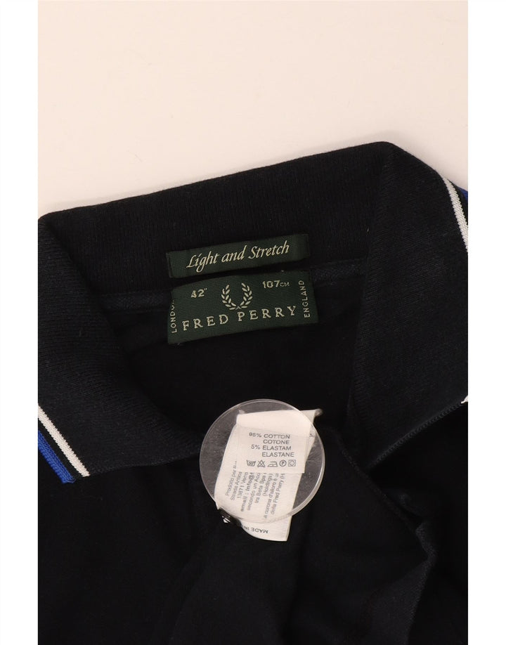 Мужская легкая и эластичная рубашка-поло FRED PERRY среднего размера, темно-синяя, хлопок