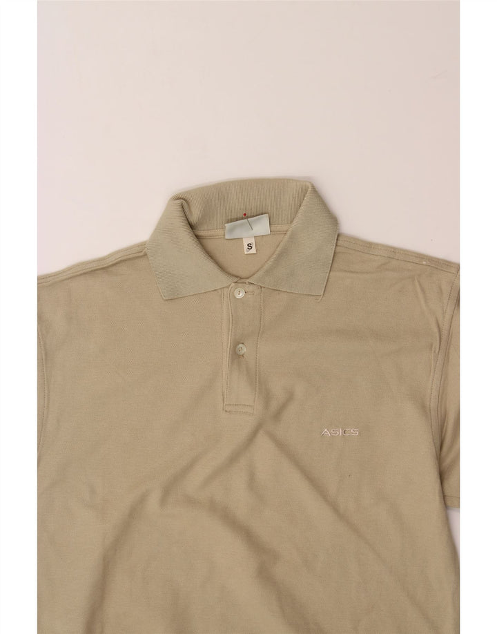 ASICS Mens Long Sleeve Polo Shirt Small Beige Cotton Vintage Asics and Second-Hand Asics from Messina Hembry 
