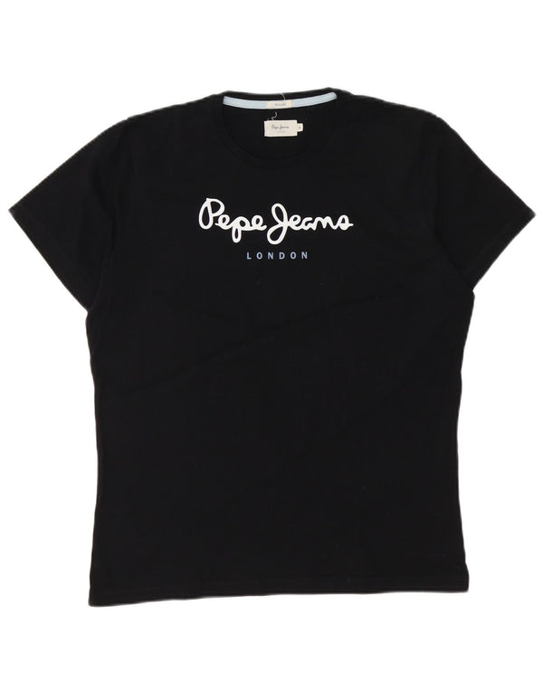 Женская футболка с рисунком PEPE Jeans Top UK 14, средний черный хлопок