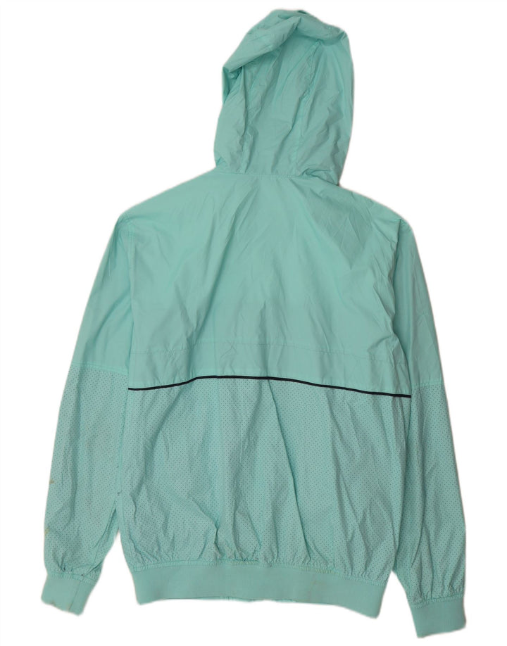 Мужская дождевик Pull & Bear с капюшоном UK 40, большой бирюзовый нейлон с цветными блоками