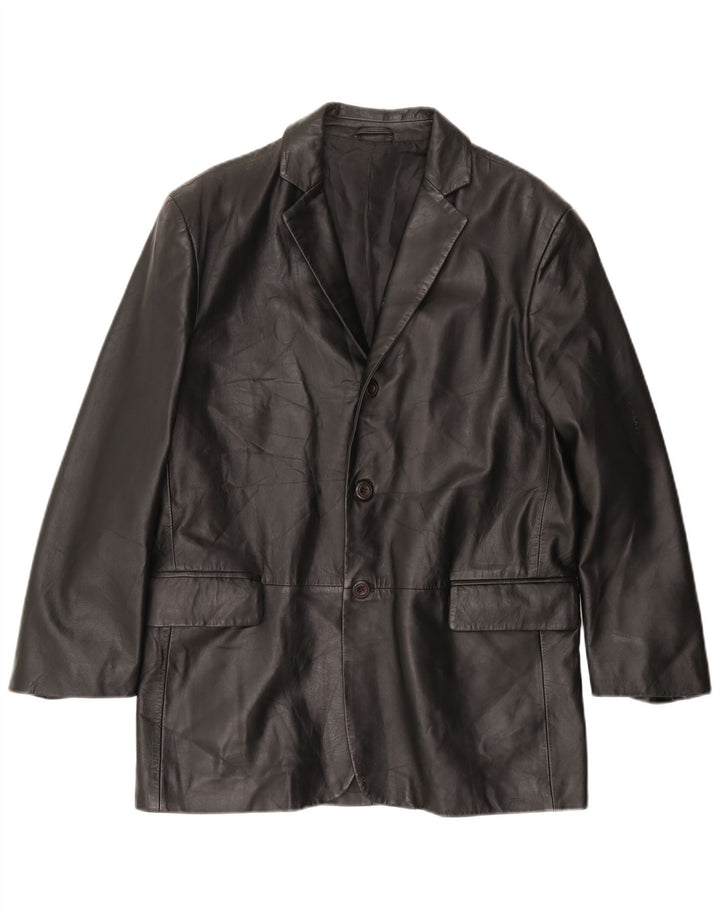 Мужская кожаная куртка VINTAGE IT 50 большая черная кожа