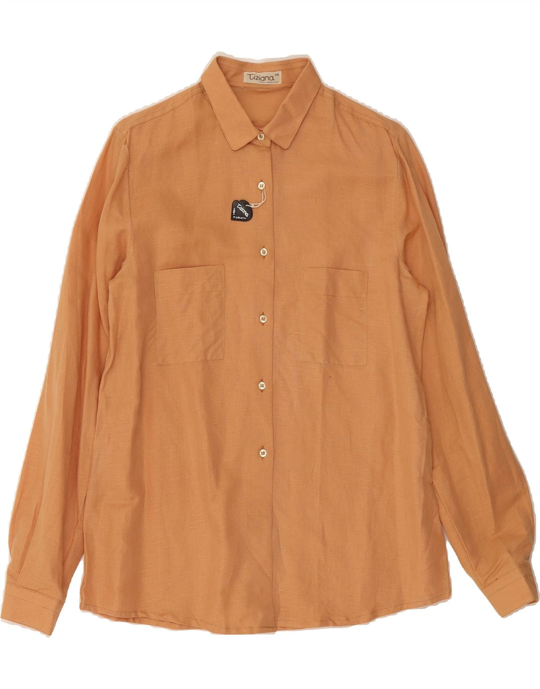 TIZIANA Womens Shirt IT 48 XL Brown Linen Vintage Tiziana and Second-Hand Tiziana from Messina Hembry 