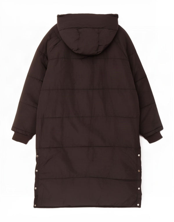 Женское стеганое пальто оверсайз с графическим рисунком Zara UK 18 XL, черный полиэстер