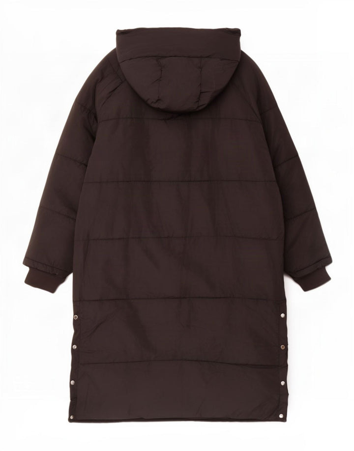 Женское стеганое пальто оверсайз с графическим рисунком Zara UK 18 XL, черный полиэстер