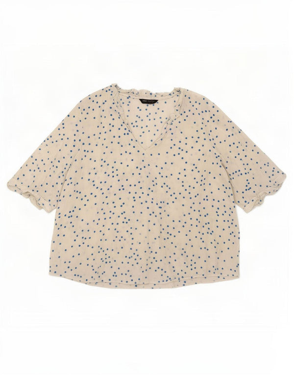 Женская блузка Marks & Spencer Top UK 22 3XL Белая вискоза в горошек