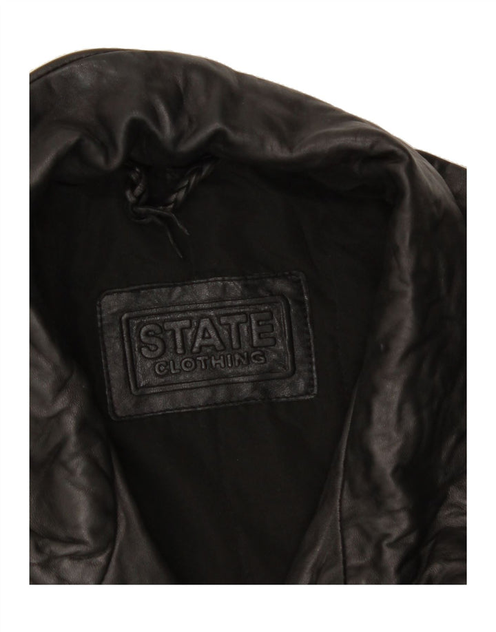VINTAGE Mens Leather Coat UK 42 XL Black Vintage Vintage and Second-Hand Vintage from Messina Hembry 