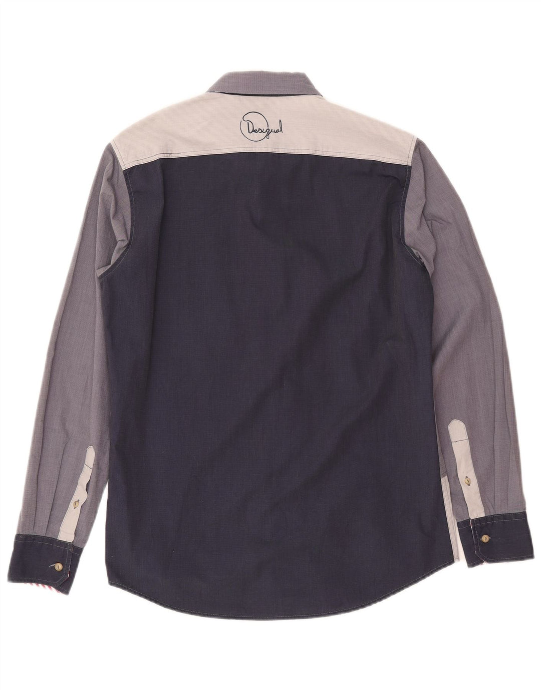 DESIGUAL Мужская рубашка с рисунком, средний темно-синий, хлопок с цветными блоками