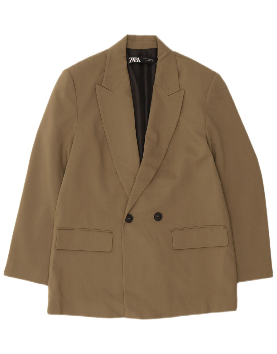 Мужской двубортный пиджак Zara UK 34 XS, полиэстер цвета хаки