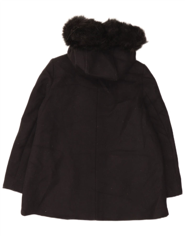 Женское пальто оверсайз с капюшоном Zara UK 10, маленькое, черное, шерстяное