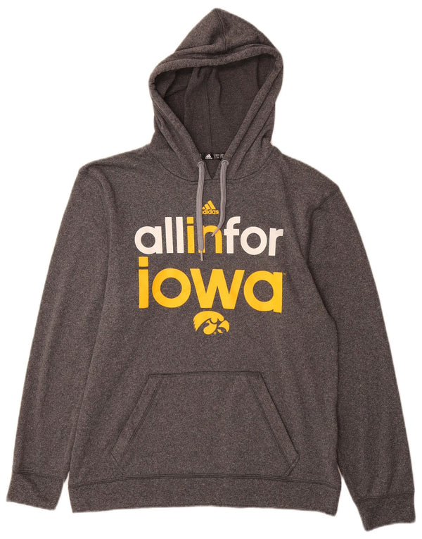 Мужской джемпер с капюшоном Adidas Iowa Hawkeyes, маленький серый полиэстер