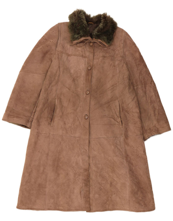 Женская дубленка VINTAGE UK 14, большая, бежевая