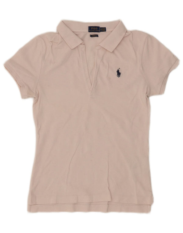 Женская узкая рубашка-поло Polo Ralph Lauren UK 6 XS, белый хлопок