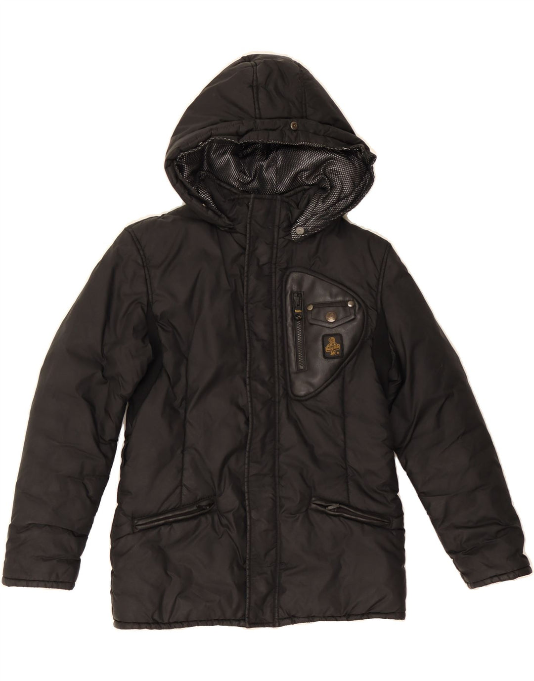 REFRIGIWEAR Boys Hooded Padded Jacket 9-10 Years Black Polyester Vintage Refrigiwear and Second-Hand Refrigiwear from Messina Hembry 