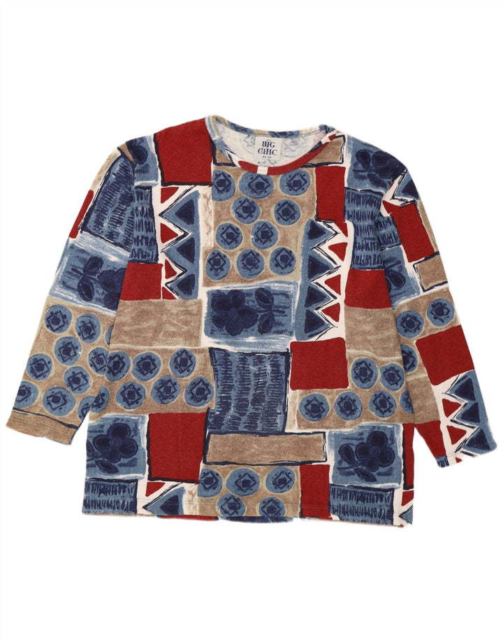 Винтажный женский топ с длинным рукавом EU 44/46 XL, разноцветный пэчворк