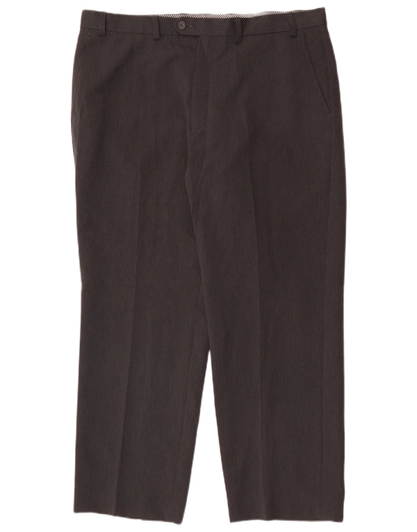 Marks & Spencer Mens Straight Suit Trousers W38 L29 Black Pinstripe