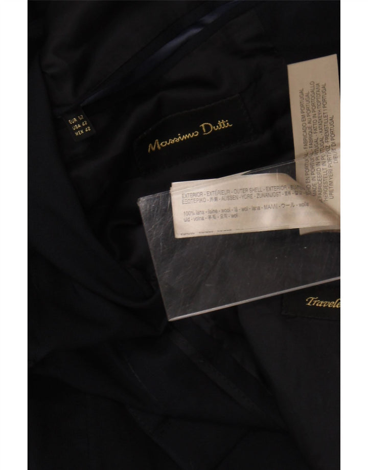 Мужской пиджак Massimo Dutti на 2 пуговицах EU 52, большой темно-синий, шерстяной