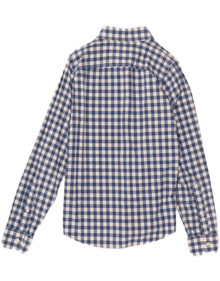 Мужская рубашка HOLLISTER, маленькая, темно-синяя, в мелкую клетку, хлопок