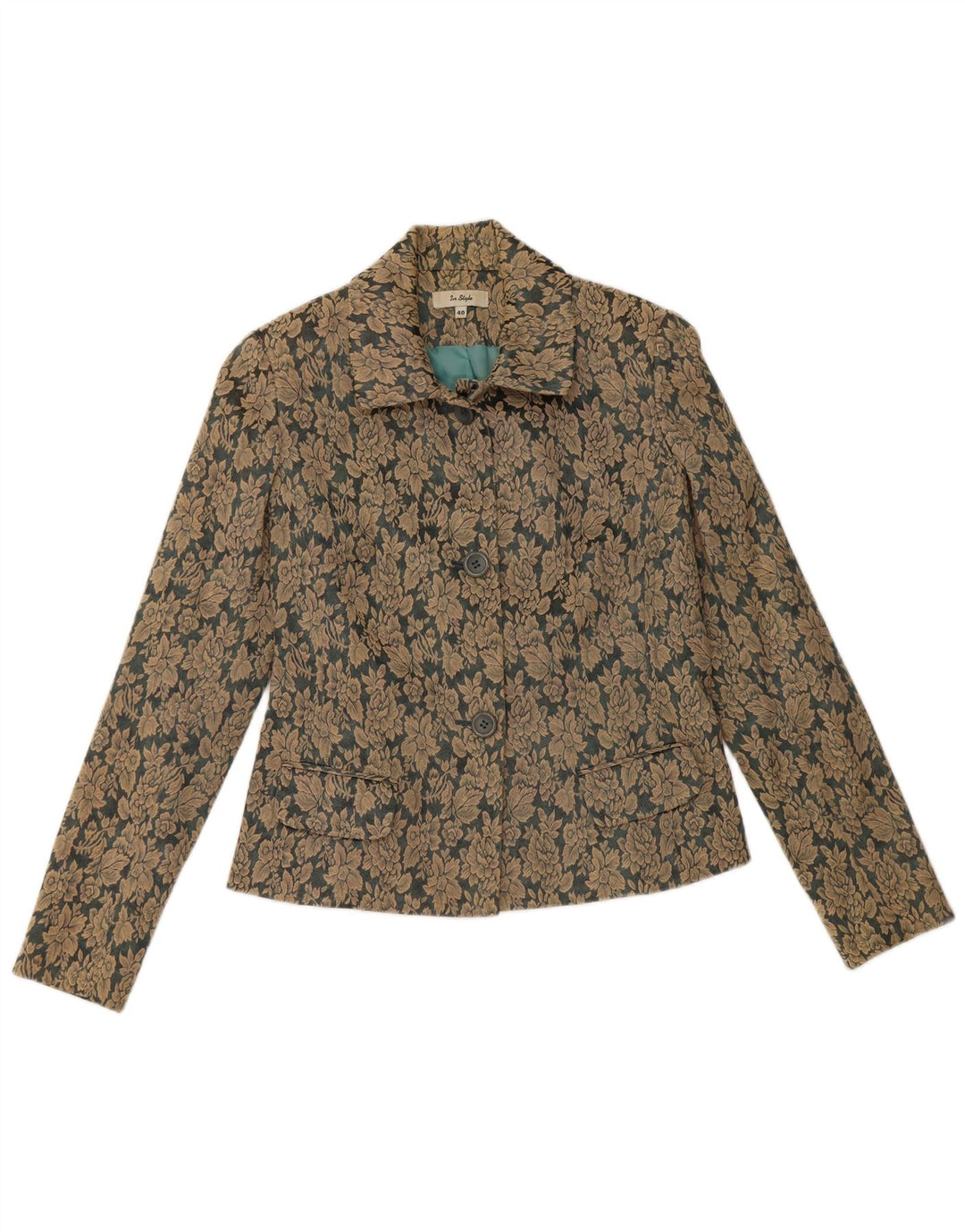 ВИНТАЖНЫЙ женский пиджак на 3 пуговицах, цвет ЕС 40, средний коричневый цвет, хлопок