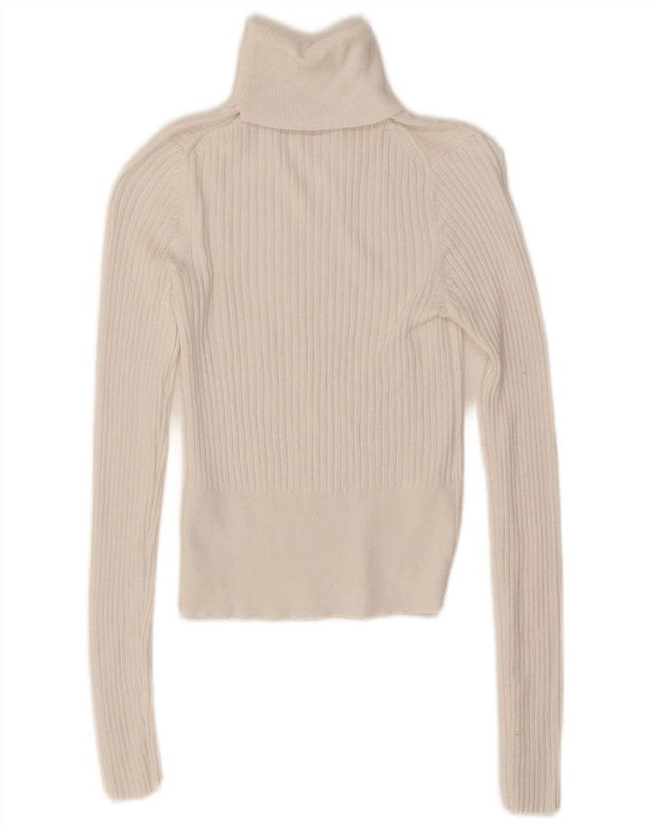 Женская укороченная блузка с высоким воротником Zara Top UK 8, маленькая белая вискоза