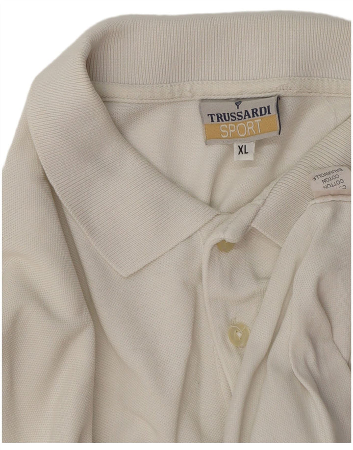 Мужская рубашка-поло TRUSSARDI XL, белый хлопок