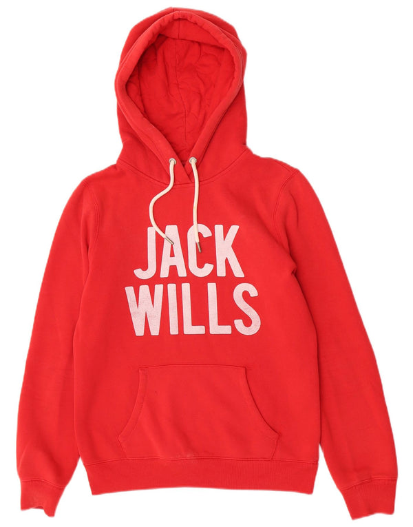 Женский джемпер свободного кроя с капюшоном Jack Wills, британский размер 10, маленький красный, хлопковый