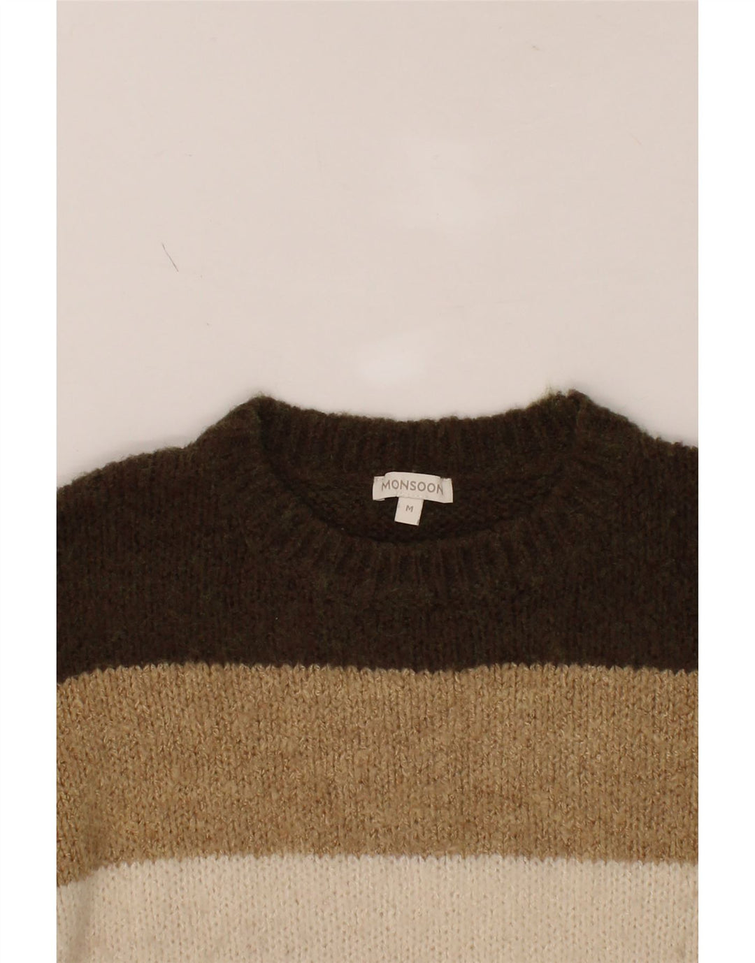 MONSOON Womens Jumper Sweater UK 14 Medium Multicoloured Striped Acrylic Vintage Monsoon and Second-Hand Monsoon from Messina Hembry 