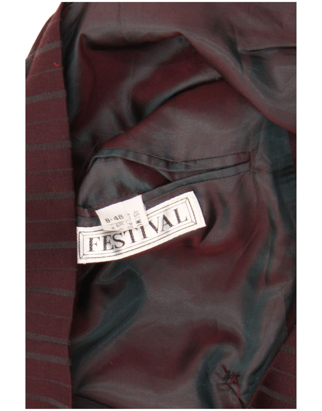 Винтажный женский двубортный пиджак IT 48 XL бордовый в тонкую полоску