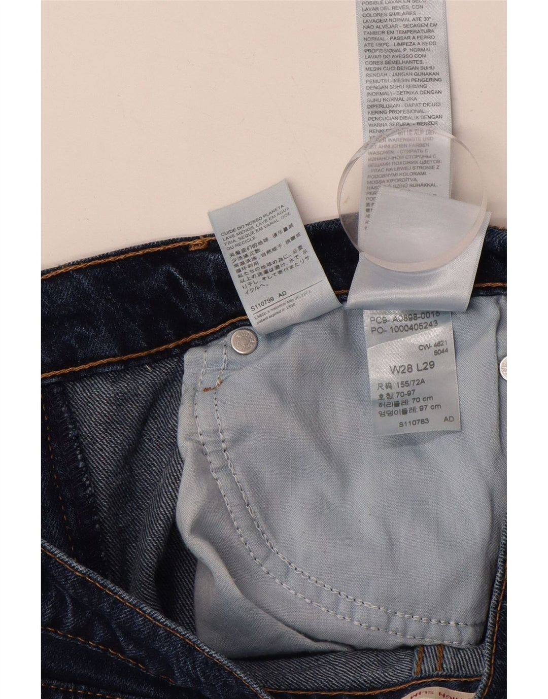 Женские узкие прямые джинсы Levi's W28 L29 синие, хлопок