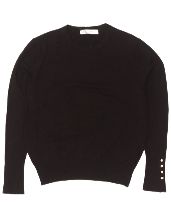 Женский джемпер с круглым вырезом Zara UK 14 XL, черный вискоза