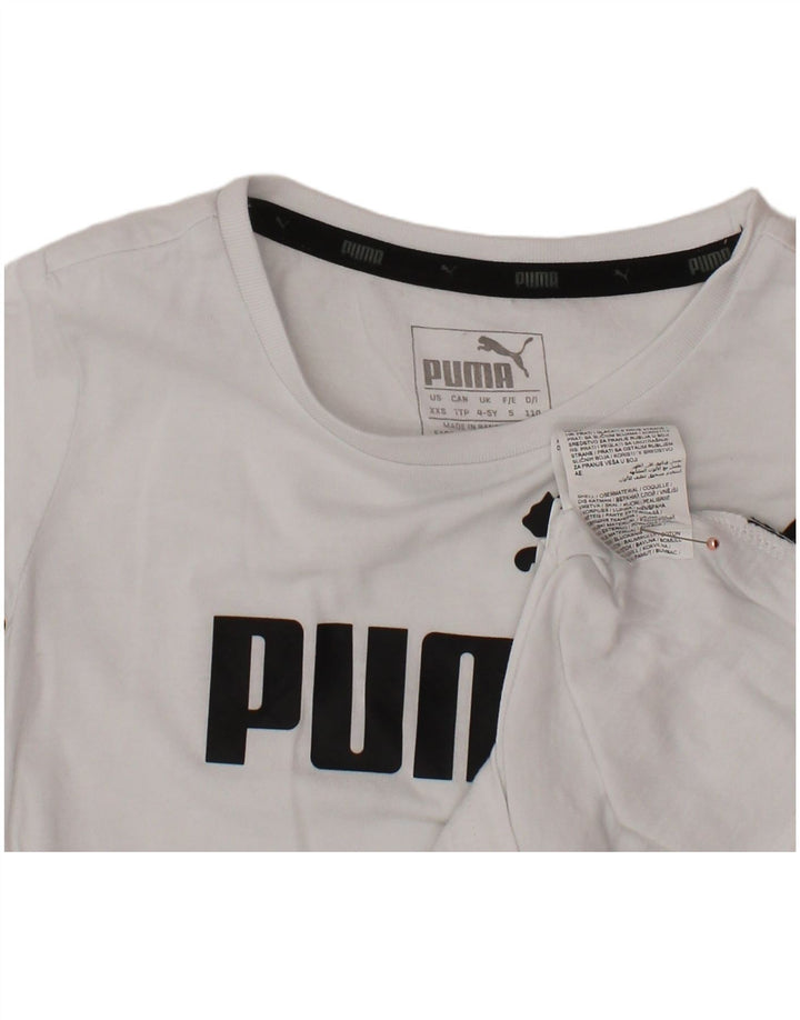 Футболка с рисунком PUMA для мальчиков, топ 4–5 лет, белый хлопок
