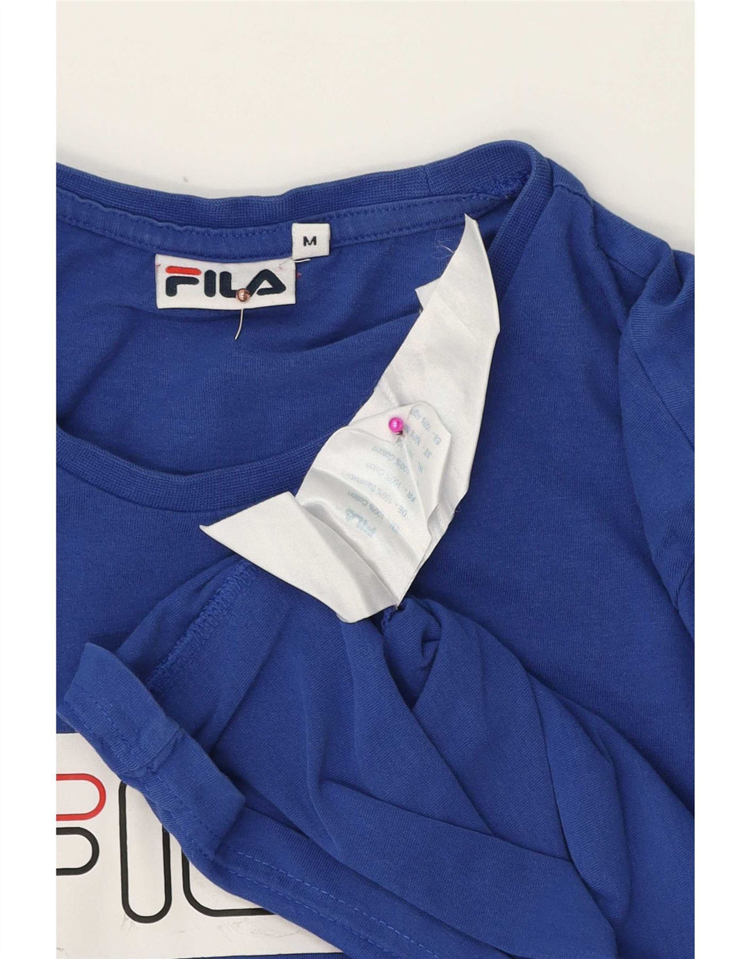 Мужская футболка с рисунком Fila, хлопковый топ среднего синего цвета