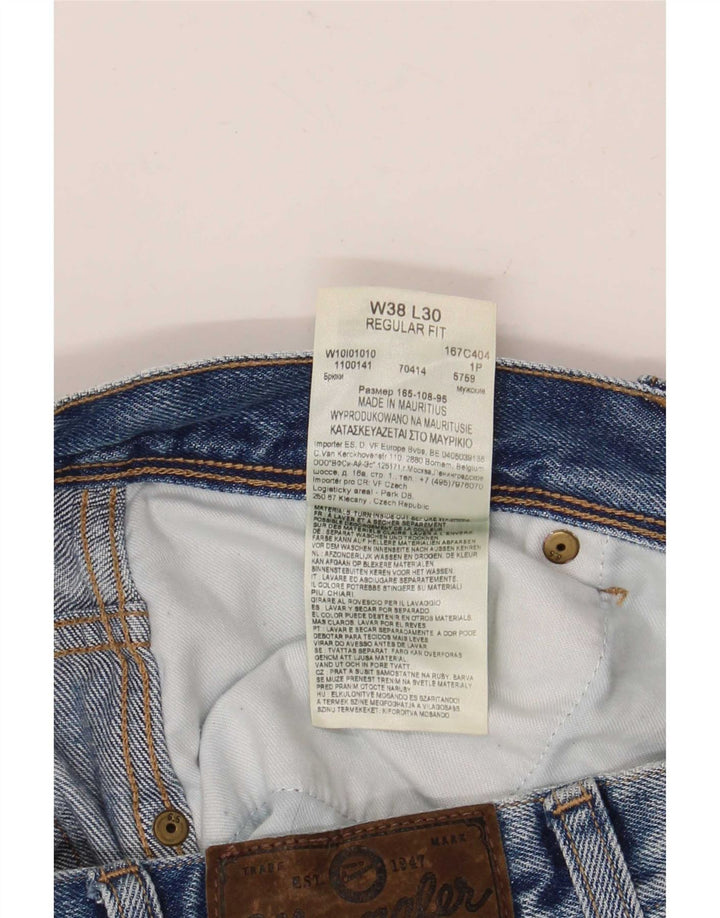 Мужские прямые джинсы Wrangler стандартного кроя W38 L30, синие, хлопок