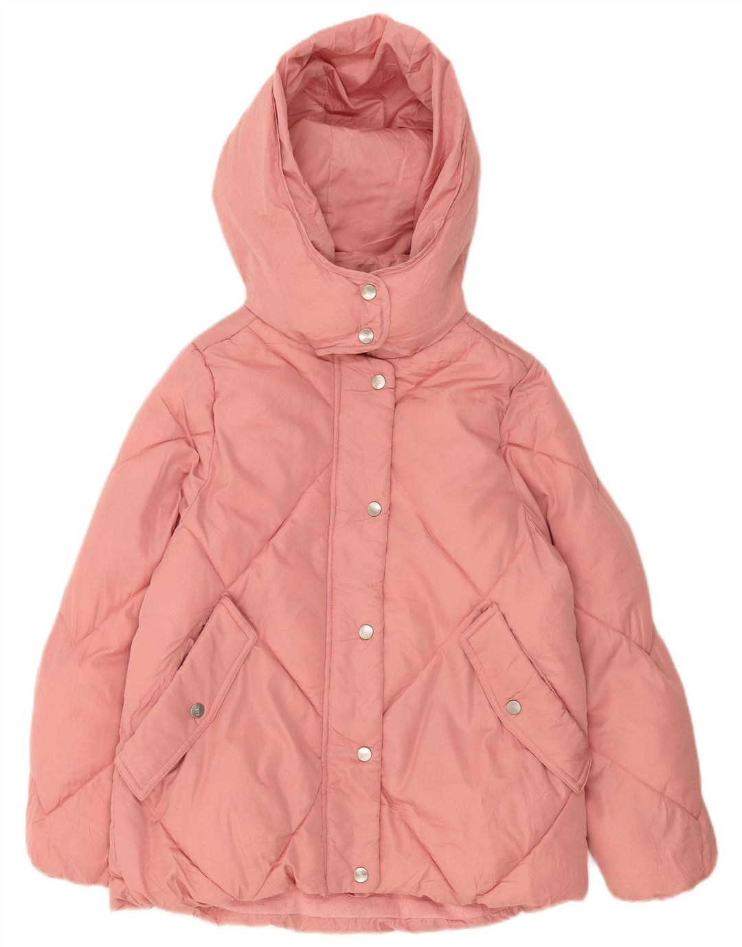 Стеганая куртка с капюшоном Zara для девочек 13–14 лет, розовый полиэстер
