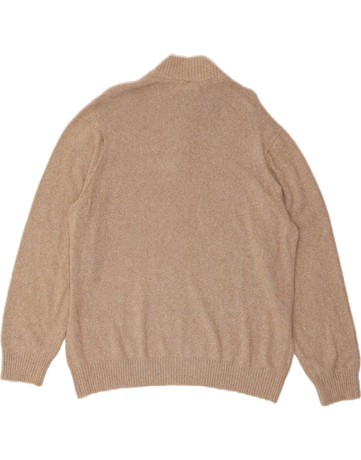 DOCKERS Mens Zip Neck Jumper Sweater 2XL Beige Cotton Vintage Dockers and Second-Hand Dockers from Messina Hembry 