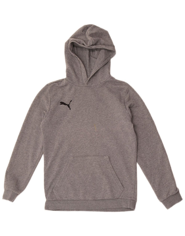Джемпер с капюшоном Puma для мальчиков 13-14 лет, серый хлопок с крапинками