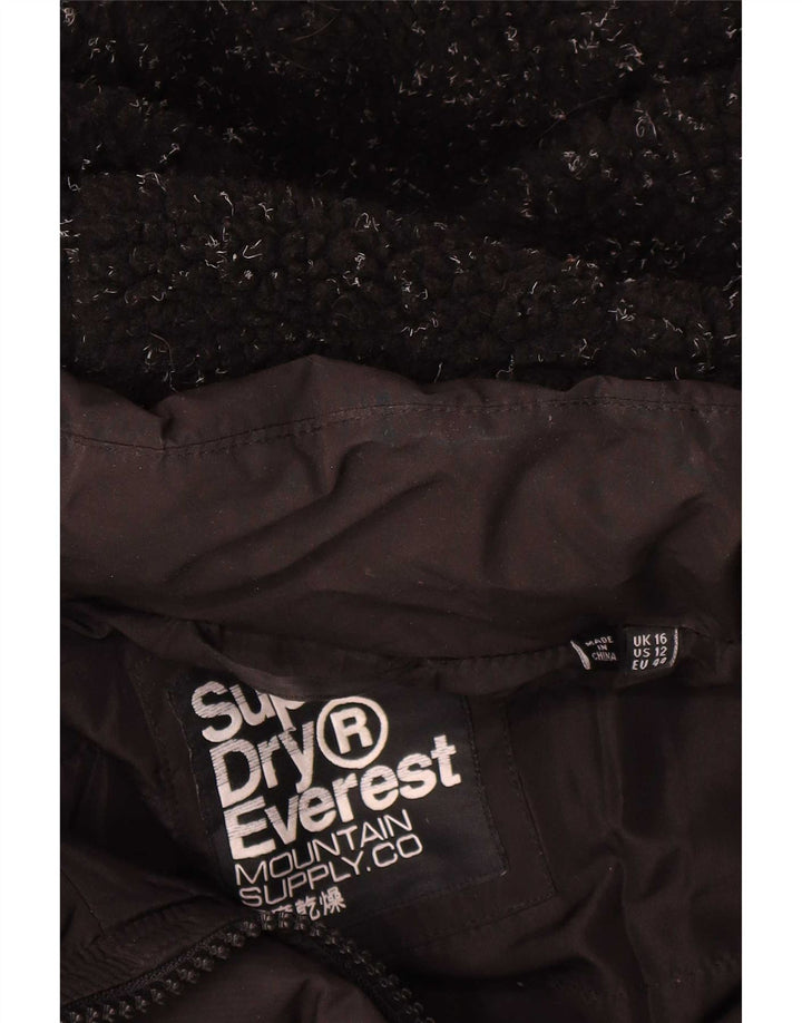 Женская утепленная куртка оверсайз с капюшоном Superdry UK 16, большой черный полиэстер