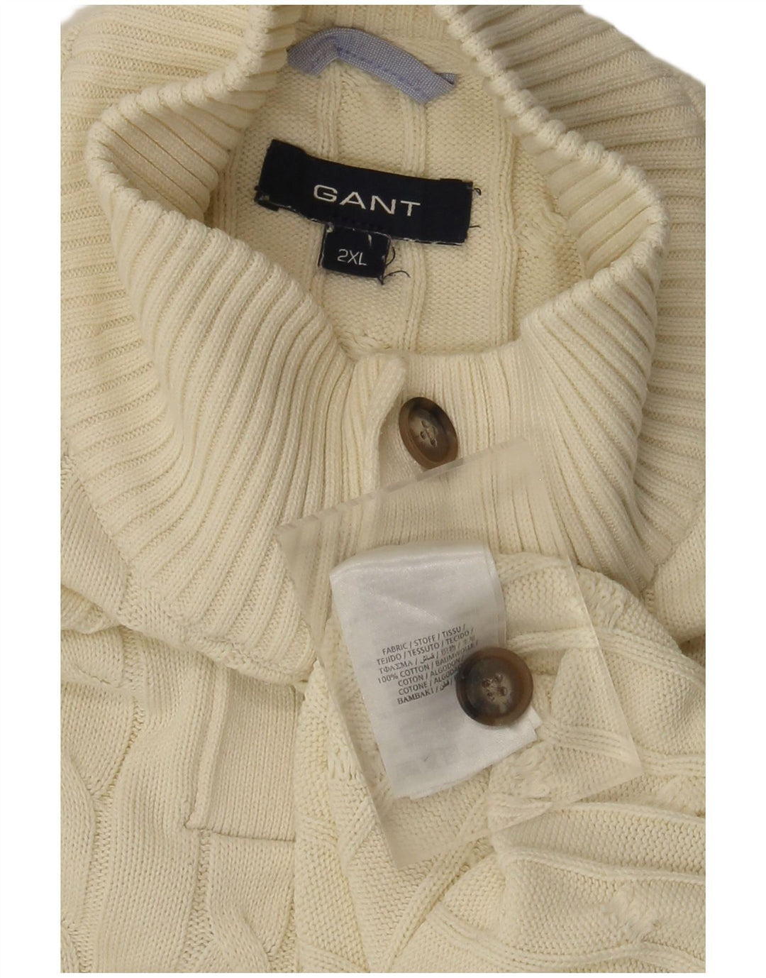 Мужской свитер Gant на пуговицах 2XL из белого хлопка