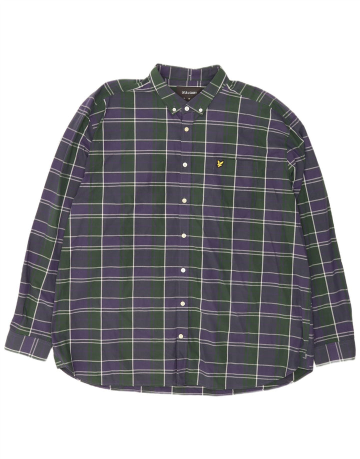 Мужская рубашка Lyle & Scott 3XL, темно-синяя клетка, хлопок