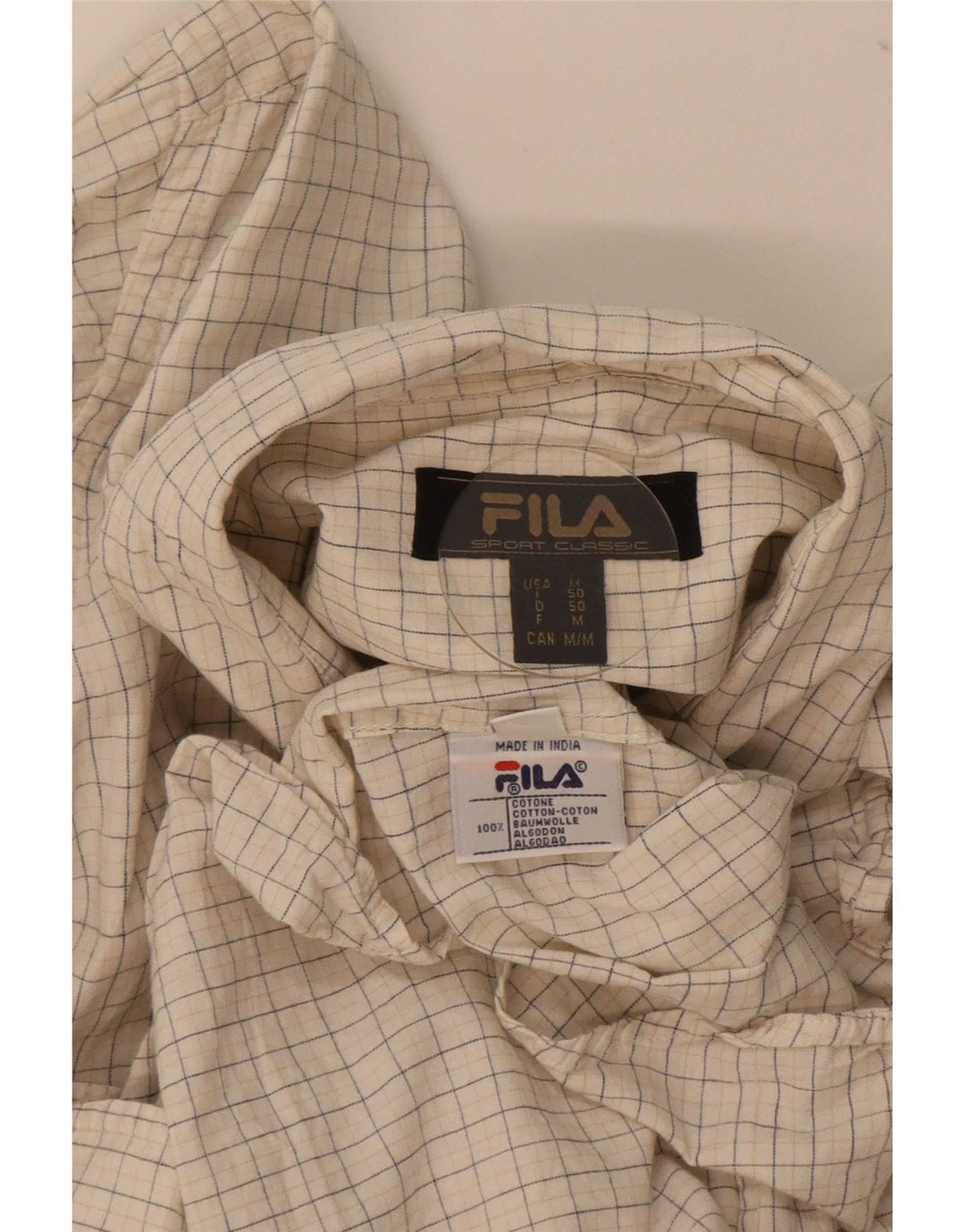 Мужская рубашка Fila в бежевую клетку среднего цвета, хлопок