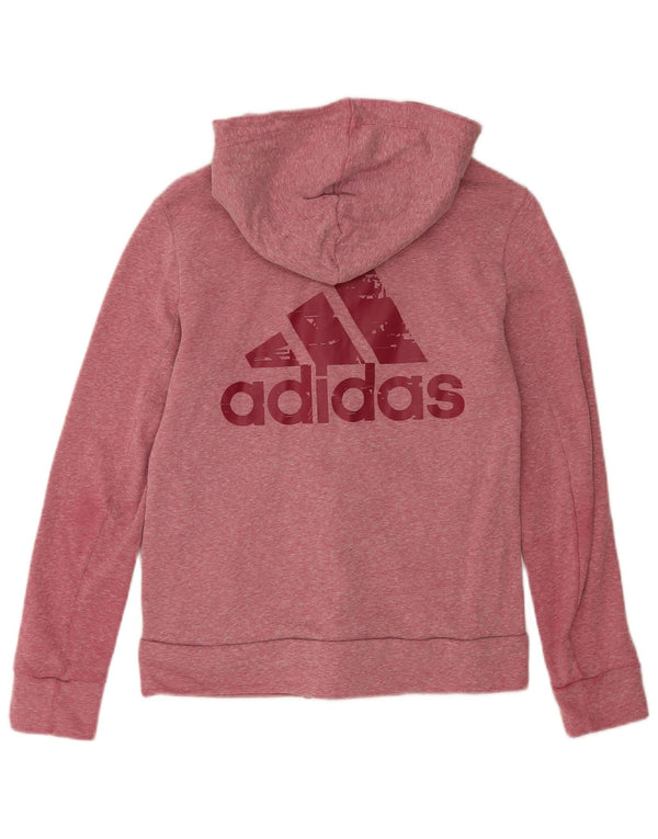 Женский свитер с капюшоном Adidas на молнии с графическим рисунком UK 14, средний розовый в крапинку