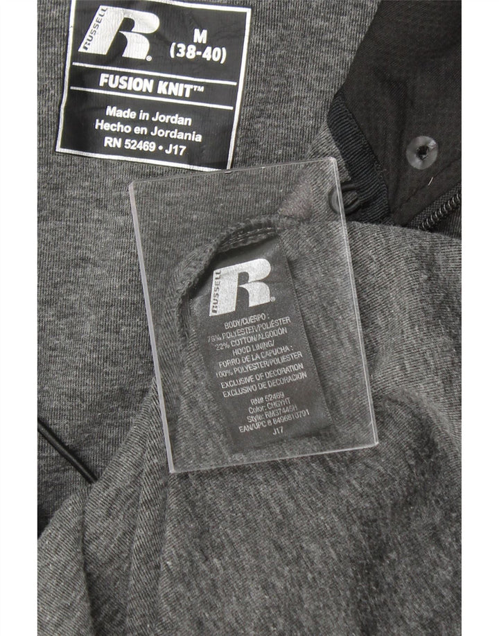 RUSSELL ATHLETIC Mens Zip Hoodie Sweater UK 38/40 Medium Grey Polyester Vintage Russell Athletic and Second-Hand Russell Athletic from Messina Hembry 