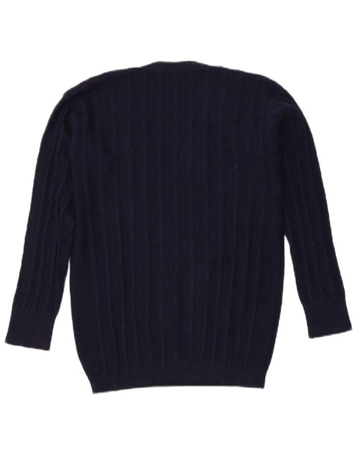 ВИНТАЖНЫЙ женский джемпер с v-образным вырезом, Великобритания 16, большой темно-синий