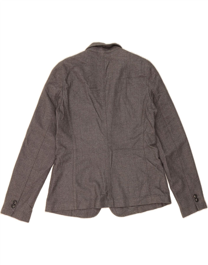MASSIMO DUTTI Womens 1 Button Blazer Jacket EU 42 Large Grey Polyester Vintage Massimo Dutti and Second-Hand Massimo Dutti from Messina Hembry 