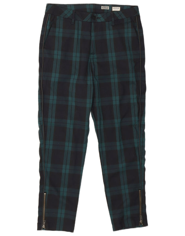 SUPERDRY Женские узкие брюки-чинос UK 12 Medium W32 L26 Темно-синий в клетку